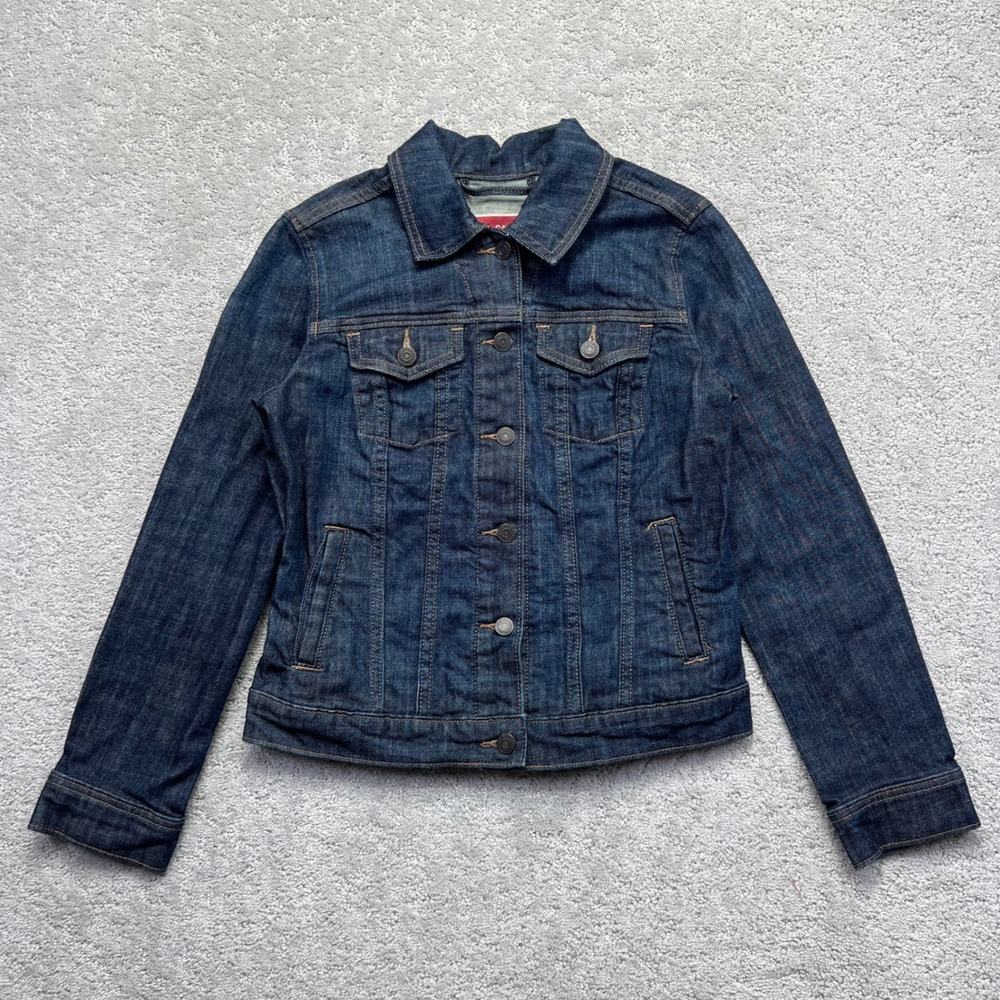 Y2k Gap Jeans Denim Jacket Womens Small Dark Wash Stretch Trucker Western